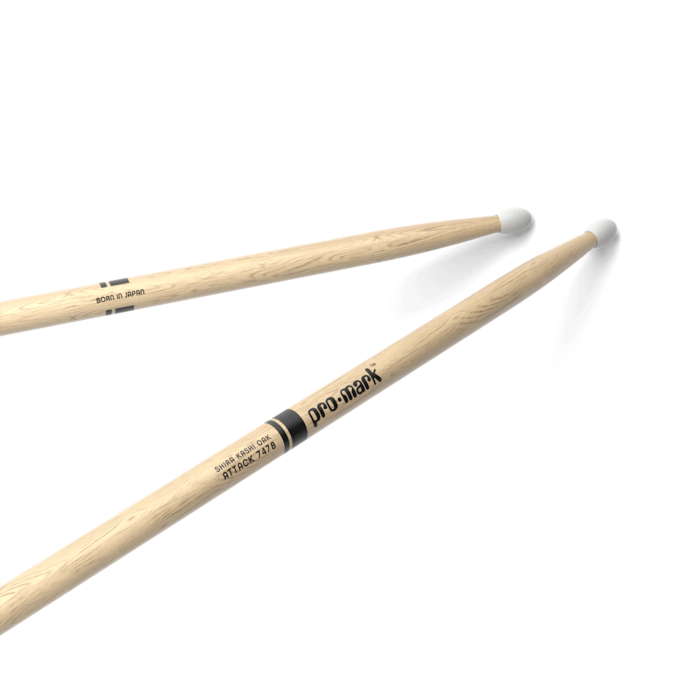 HIDEUP Coike 17mmとイマカツクジャラセット Classic Attack 747B Shira Kashi Oak Drumstick, Oval Nylon Tip