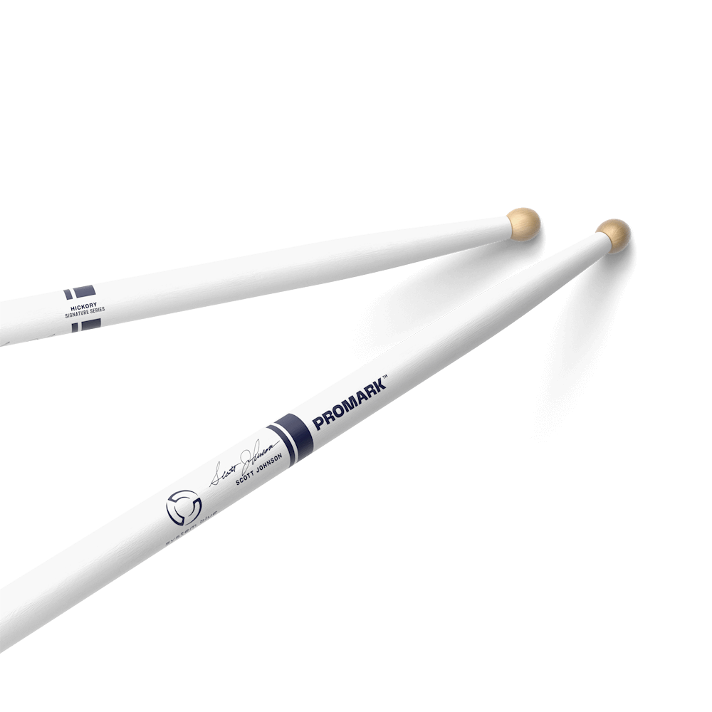 リー☆ Scott Johnson Painted White Hickory Drumstick, Wood Tip | ProMark
