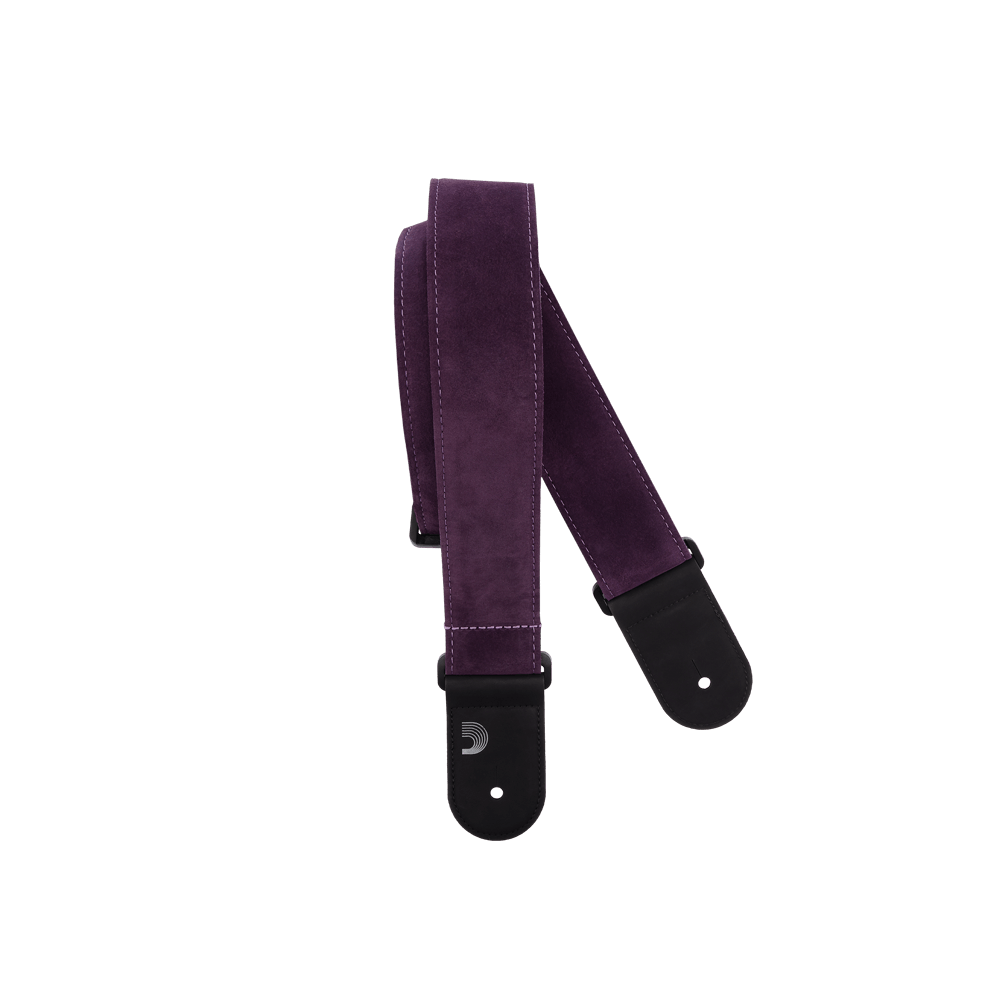 ギターストラップ　本革3mm厚　ウエスタンバックル　117〜130cm　パープル Purple Suede Guitar Strap, 2