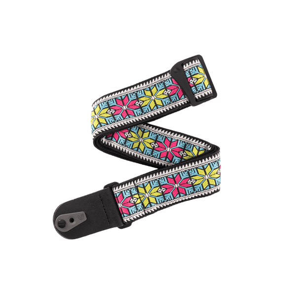 ダダリオ　ストラップ　RAS 朝日六花　25REV00 D'addario Pad Lock Woven Guitar Strap, Parallel Flowers | 50TC00 | D'Addario