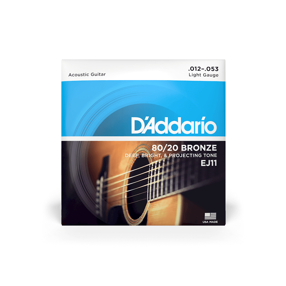 12-53 Light, 80/20 Bronze Acoustic Guitar Strings | EJ11 | D'Addario