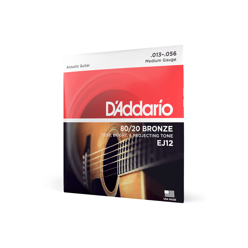 13-56 Medium, 80/20 Bronze Acoustic Guitar Strings | EJ12 | D'Addario