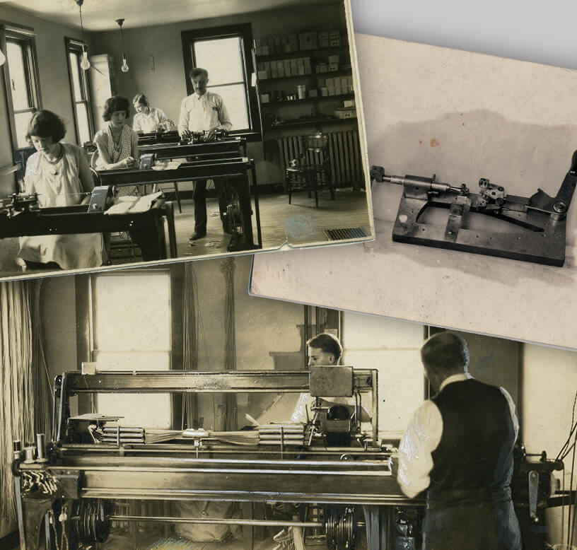 Charles and Rocco D'Addario making guitar strings at home