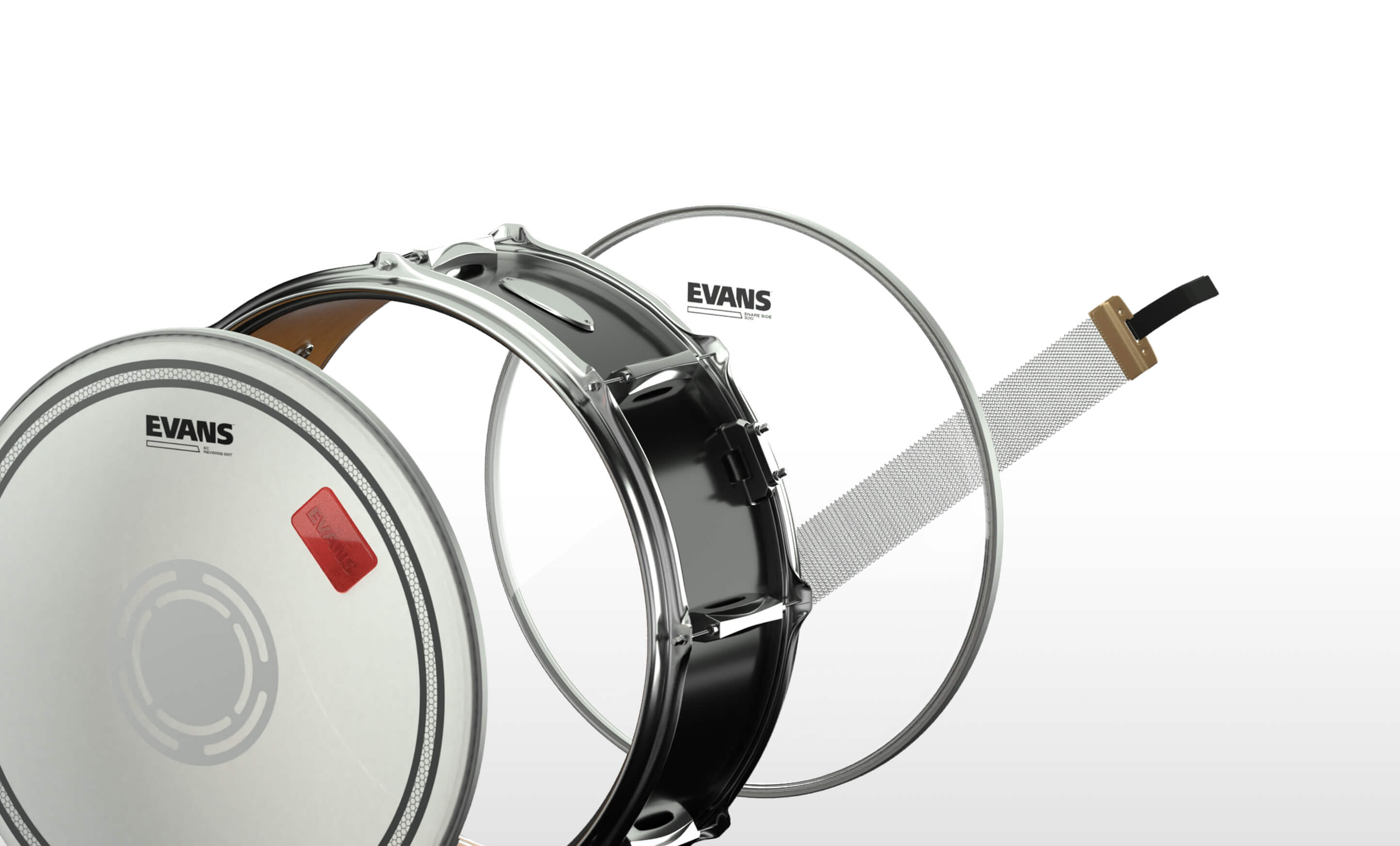 Evans EC Reverse Dot snare drum kit