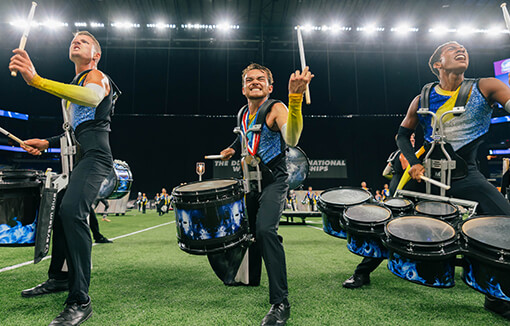 Brandon Olander, drummer for Warpstar & the Blue Devils Drum and Bugle Corps