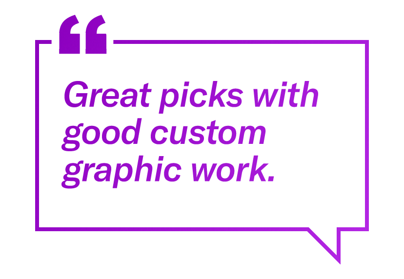 "Great picks with good custom graphic work" - a customer review