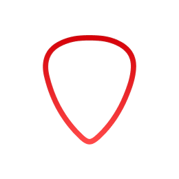 red outline of guitar pick
