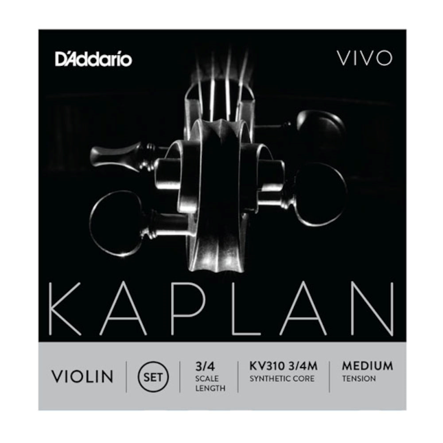D&#39;Addario Kaplan Vivo Violin String Set, 3/4 Scale, Medium Tension