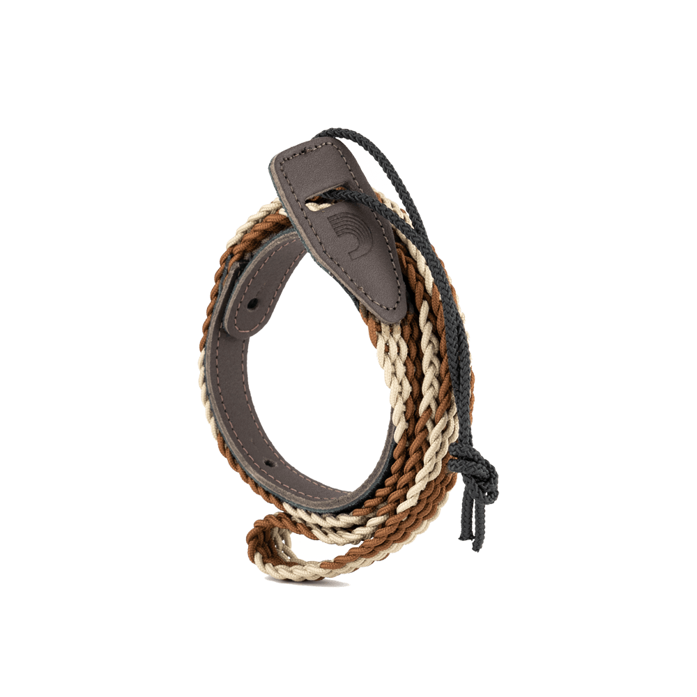 D'Addario 1" Braided Mandolin Strap - Brown/Cream