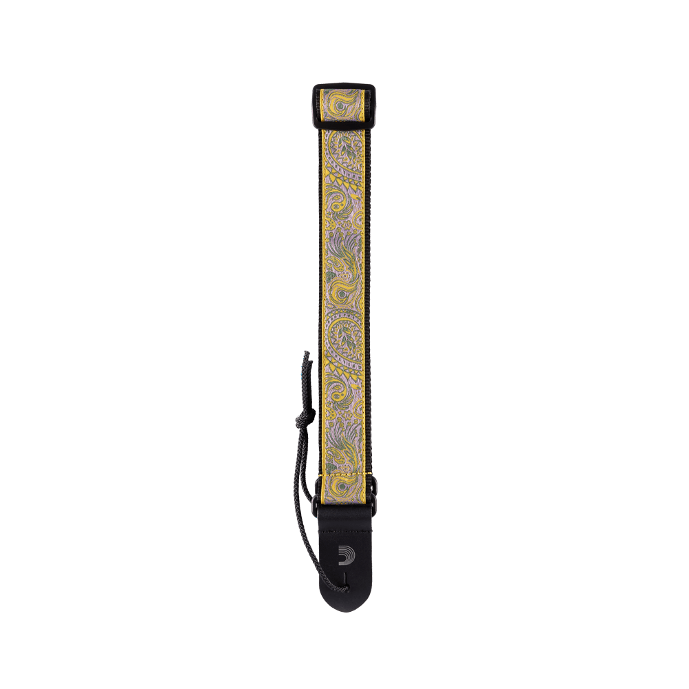 D'Addario Jacquard Ukulele Straps, Paisley Yellow/Purple