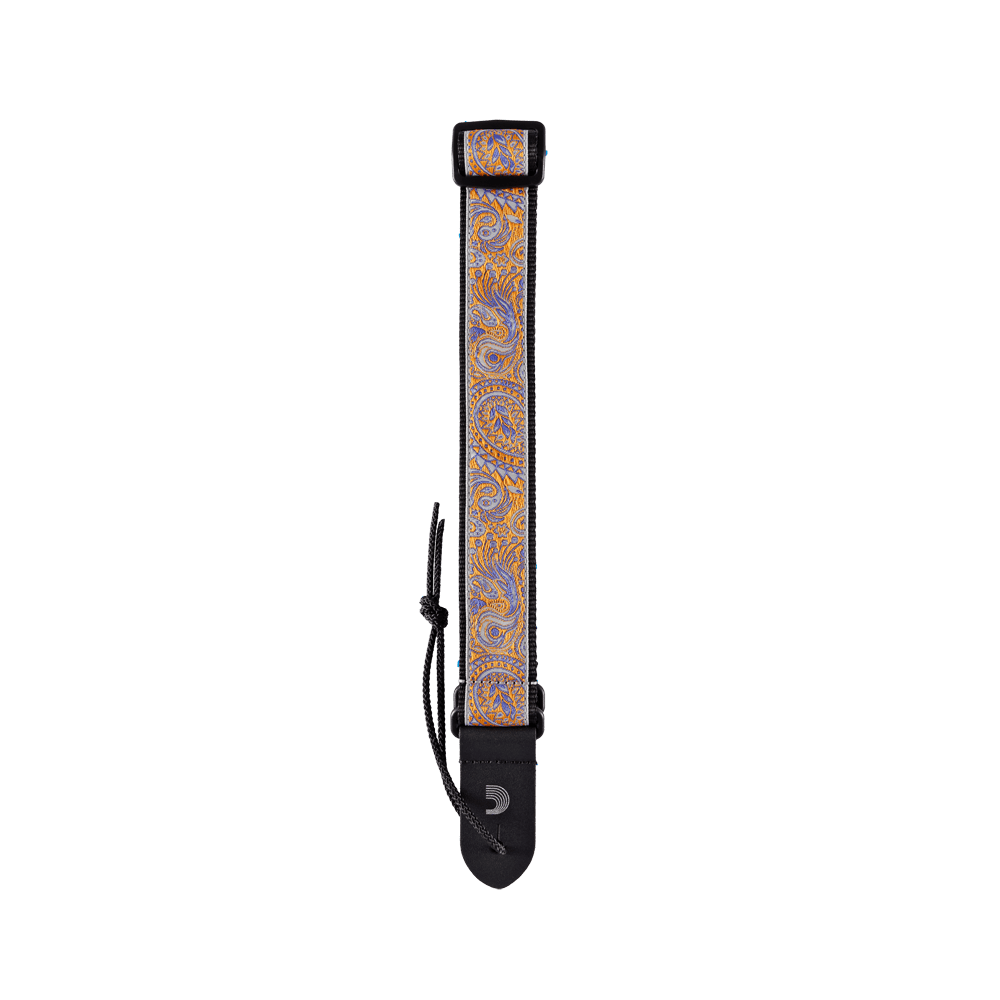 D'Addario Jacquard Ukulele Straps, Paisley Grey/Orange