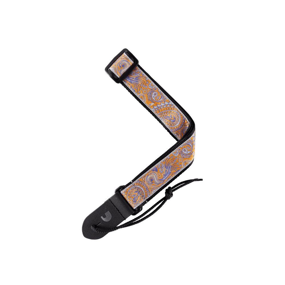D'Addario Jacquard Ukulele Straps, Paisley Grey/Orange