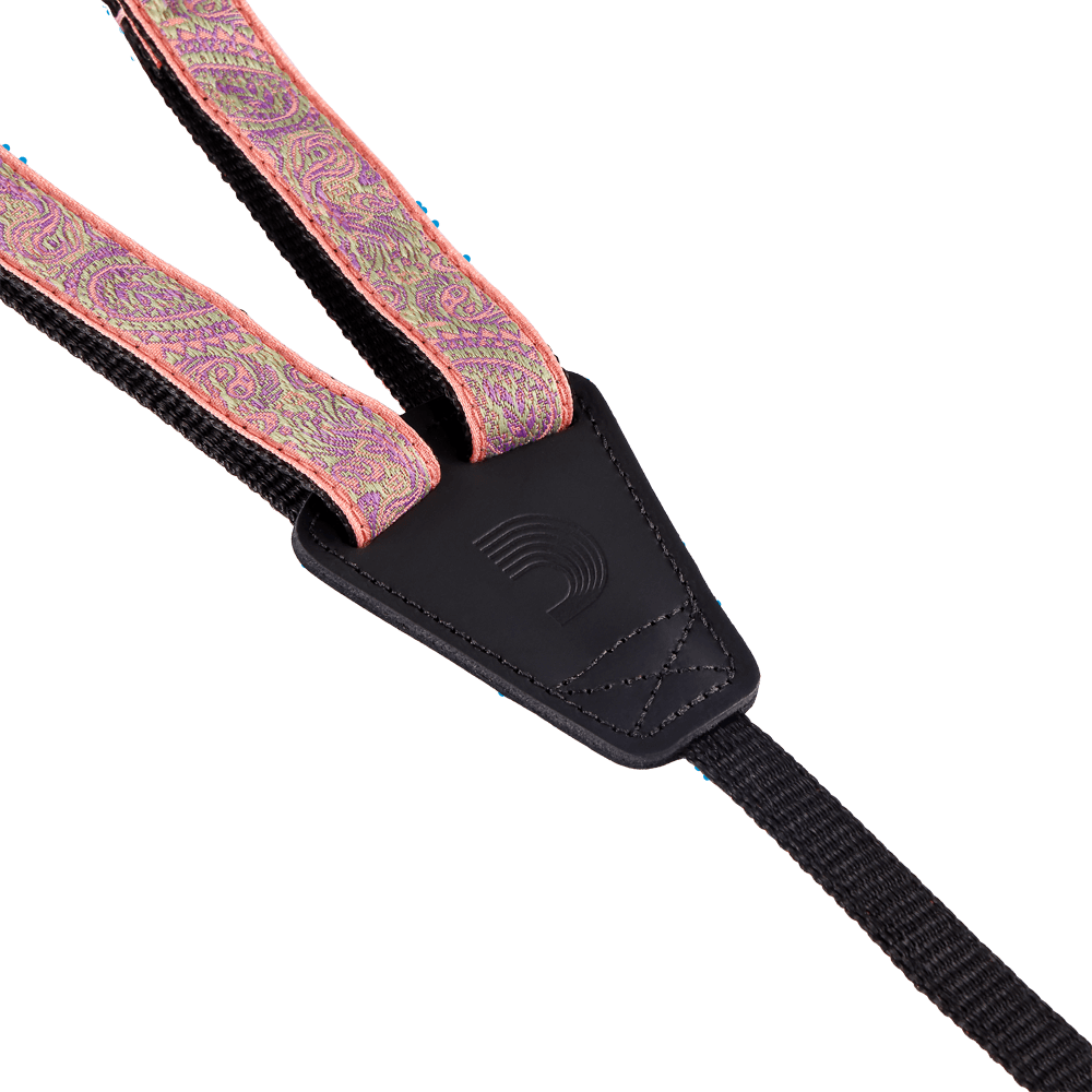 D'Addario Cradle Ukulele Straps, Paisley Pink/Green