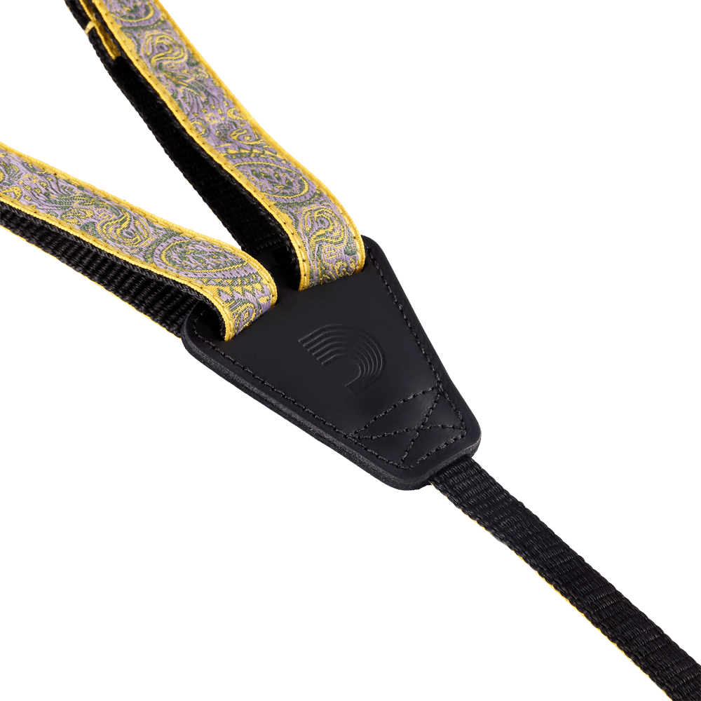 D'Addario Cradle Ukulele Straps, Paisley Yellow/Purple