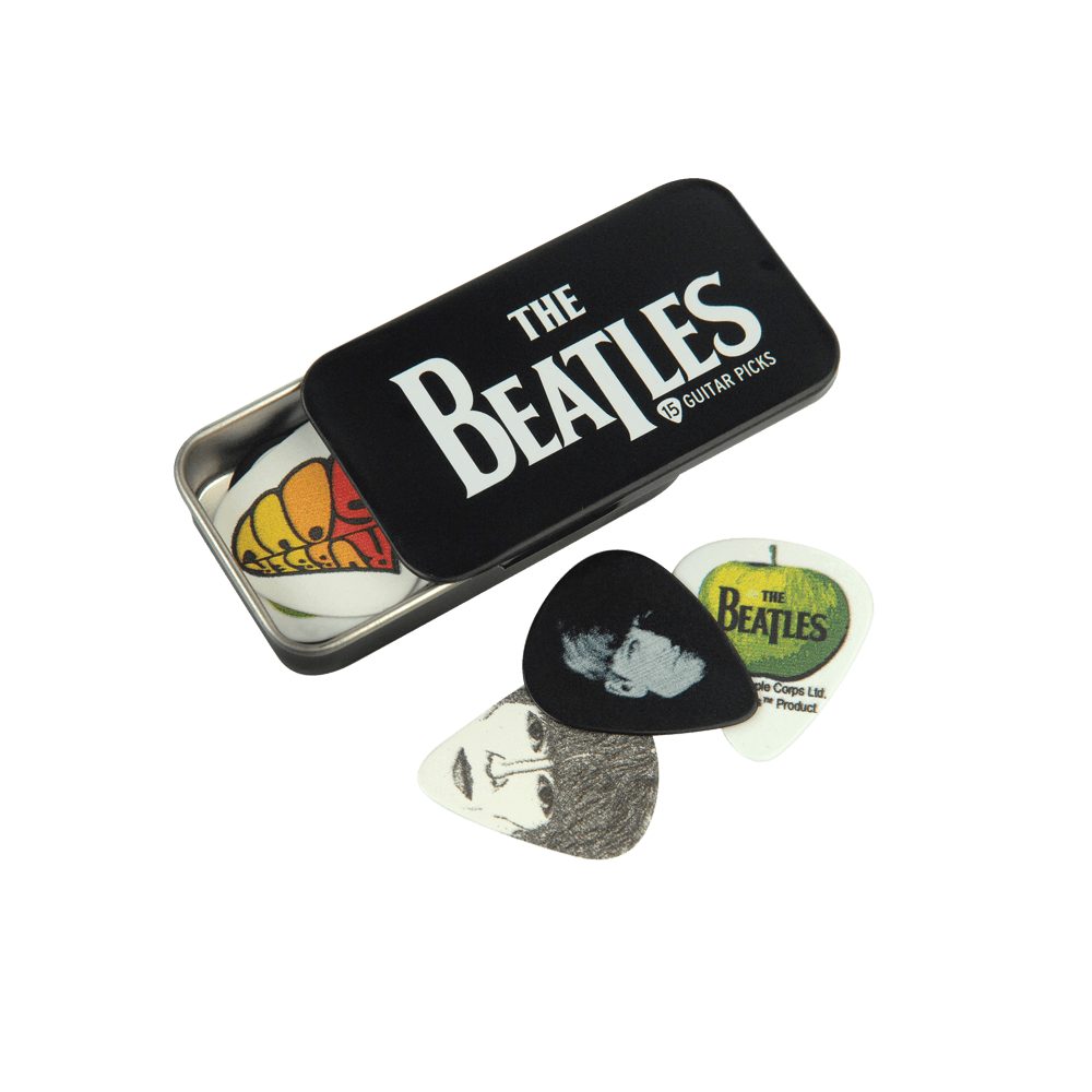 D'Addario Beatles Signature Guitar Pick Tins, Logo, 15 picks