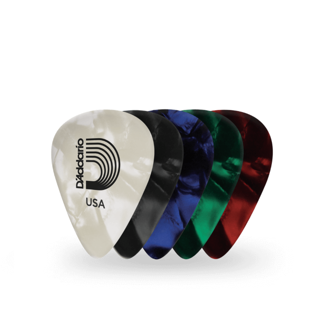 D&#39;Addario Assorted Pearl Celluloid Guitar Picks, 10 pack, Light