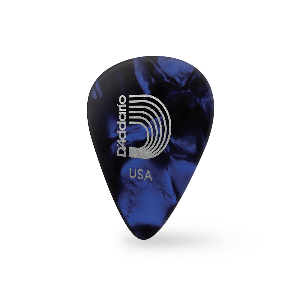 D'Addario Blue Pearl Celluloid Guitar Picks, 100 pack, Light