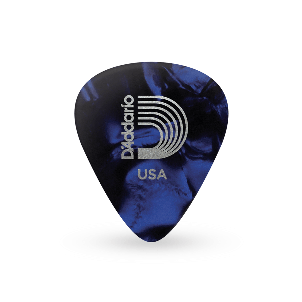 D'Addario Blue Pearl Celluloid Guitar Picks, 25 pack, Extra Heavy