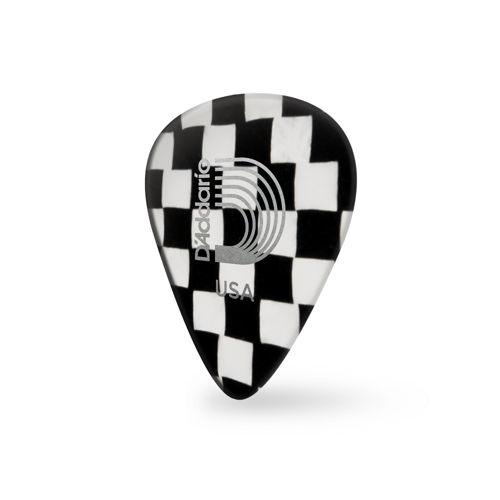 D'Addario Checkerboard Celluloid Guitar Picks 25 pack, Extra Heavy