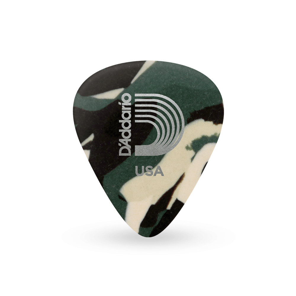 D'Addario Camouflage Celluloid Guitar Picks, 10 pack, Light