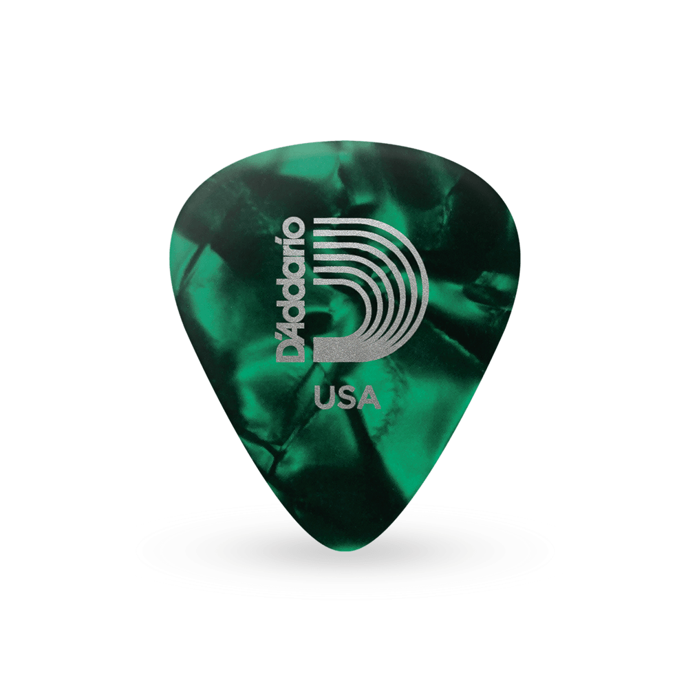 D'Addario Green Pearl Celluloid Guitar Picks, 10 pack, Light