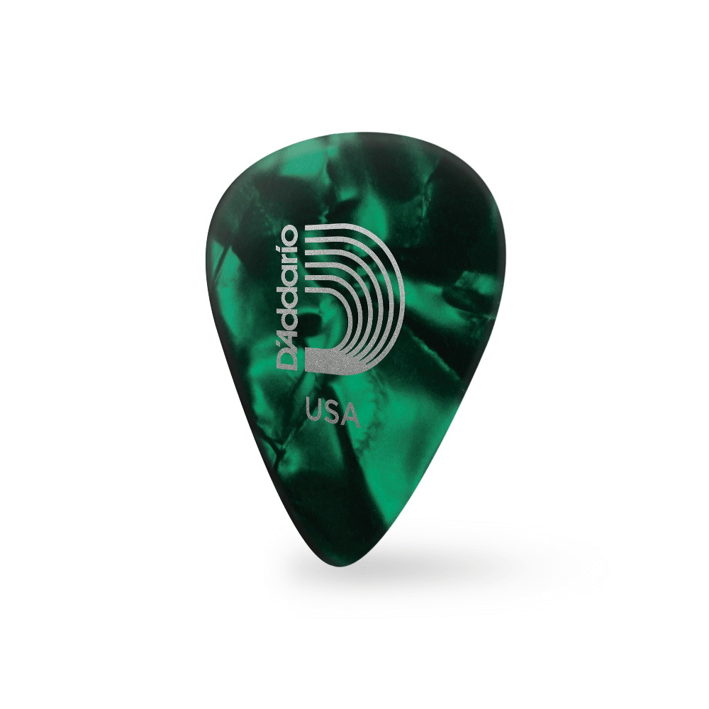 D'Addario Green Pearl Celluloid Guitar Picks, 10 pack, Heavy