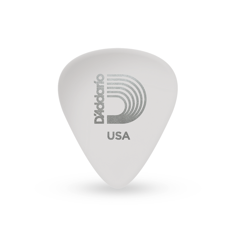 D'Addario White-Color Celluloid Guitar Picks, 10 pack, Light