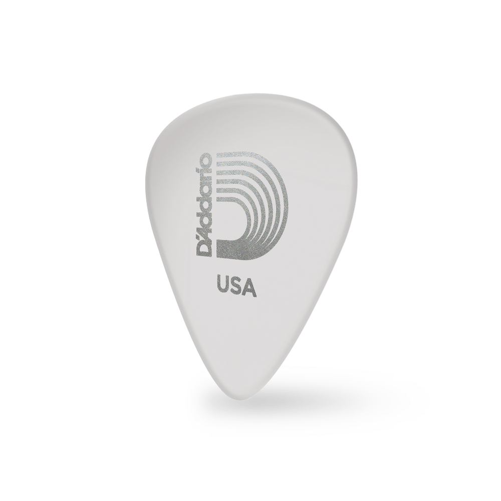D'Addario White-Color Celluloid Guitar Picks, 25 pack, Light