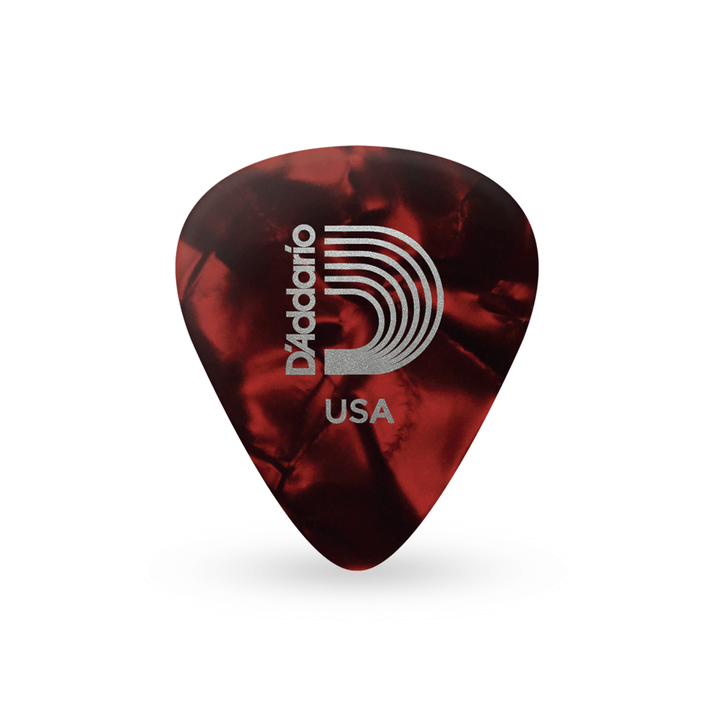 D'Addario Red Pearl Celluloid Guitar Picks, 10 pack, Light