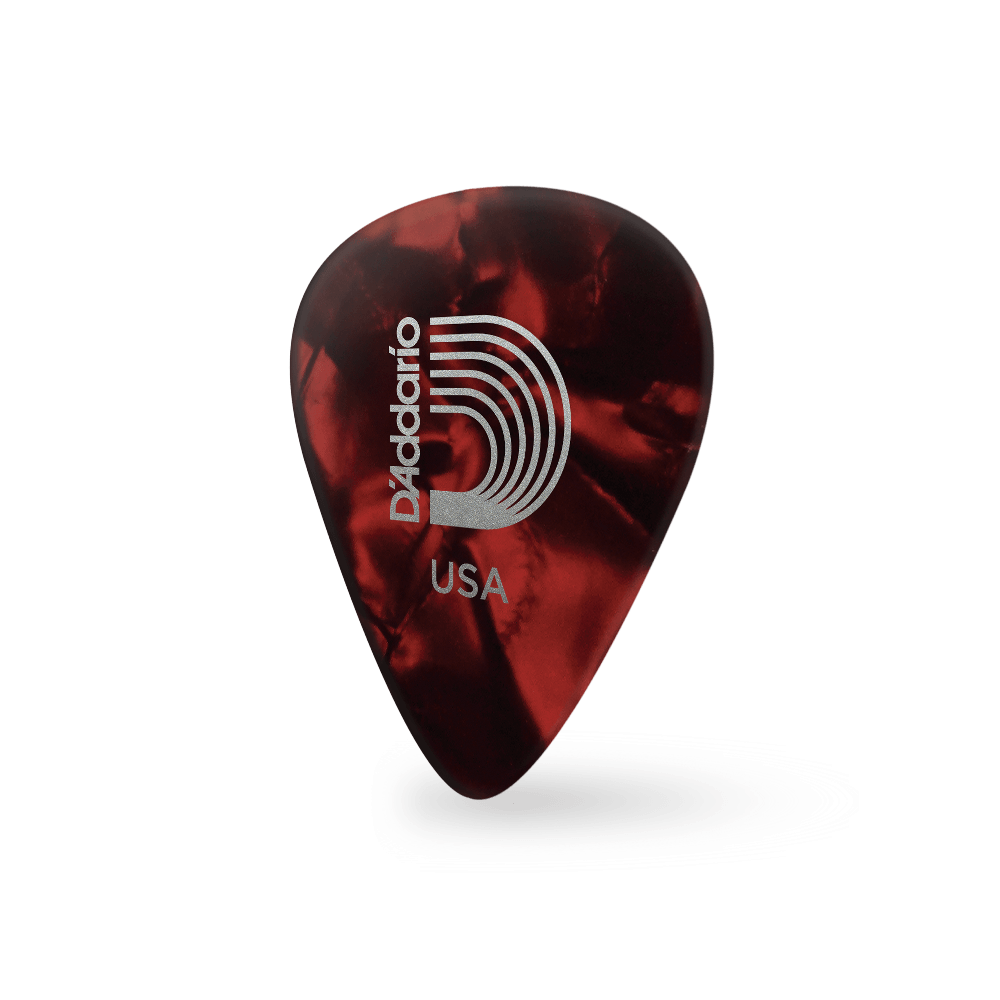 D'Addario Red Pearl Celluloid Guitar Picks, 100 pack, Heavy