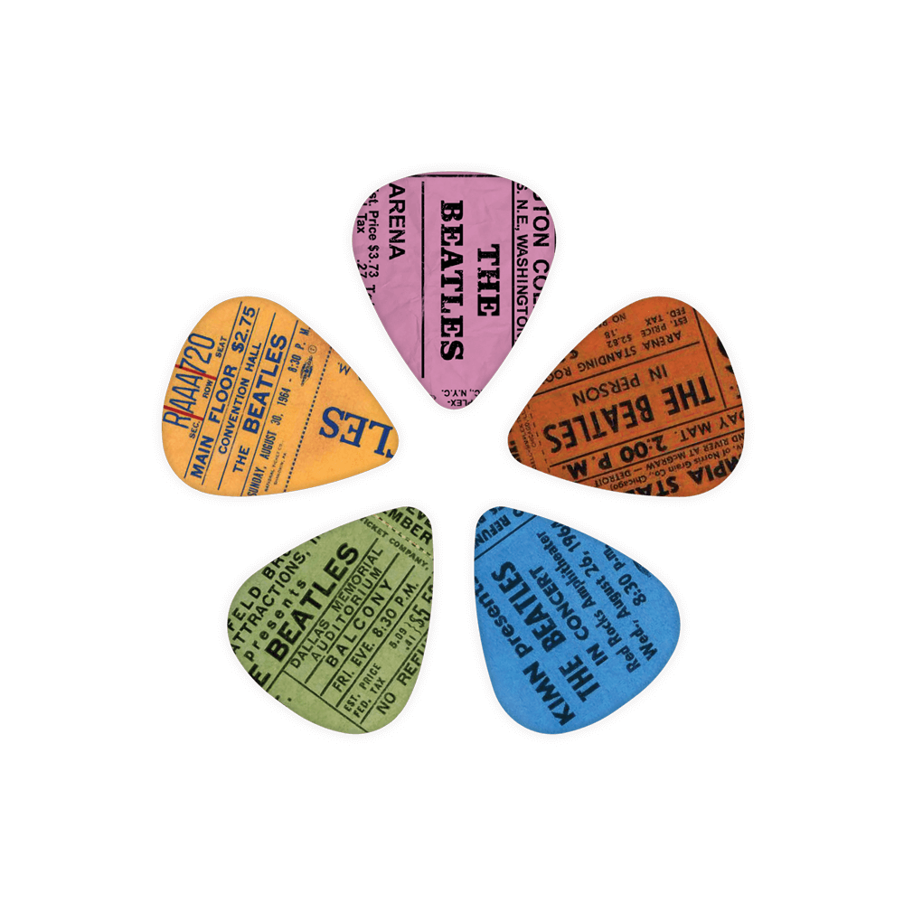D'Addario Beatles 1964 Tour Ticket Stubs Guitar Picks, Medium Gauge (.70mm) 10-Pack