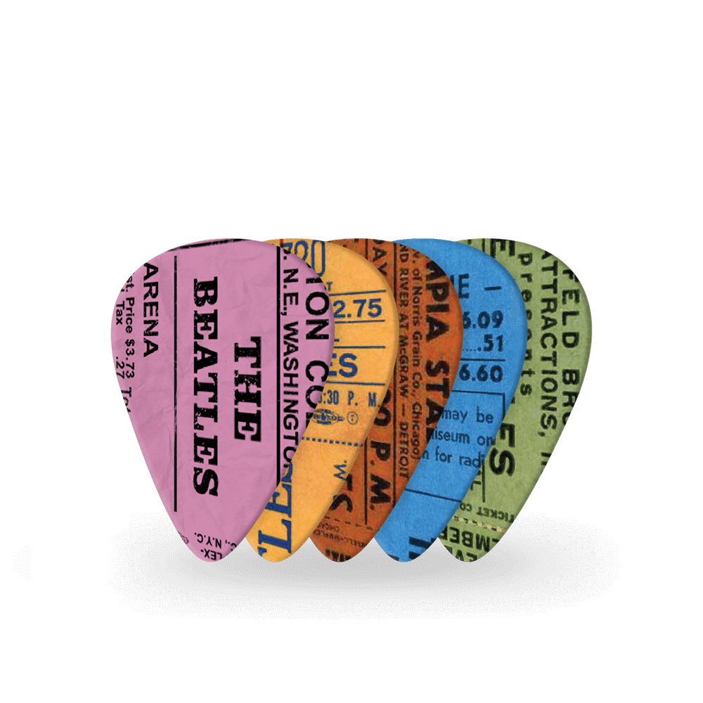 D'Addario Beatles 1964 Tour Ticket Stubs Guitar Picks, Medium Gauge (.70mm) 10-Pack