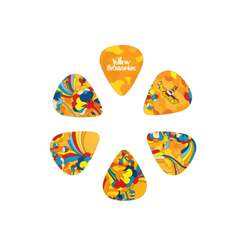 D'Addario Beatles Yellow Submarine 55th Anniversary Guitar Picks, Primrose Prairie, Medium Gauge (.70mm), 15-Pack