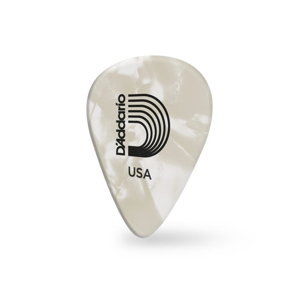 D'Addario White Pearl Celluloid Guitar Picks, 10 pack, Medium