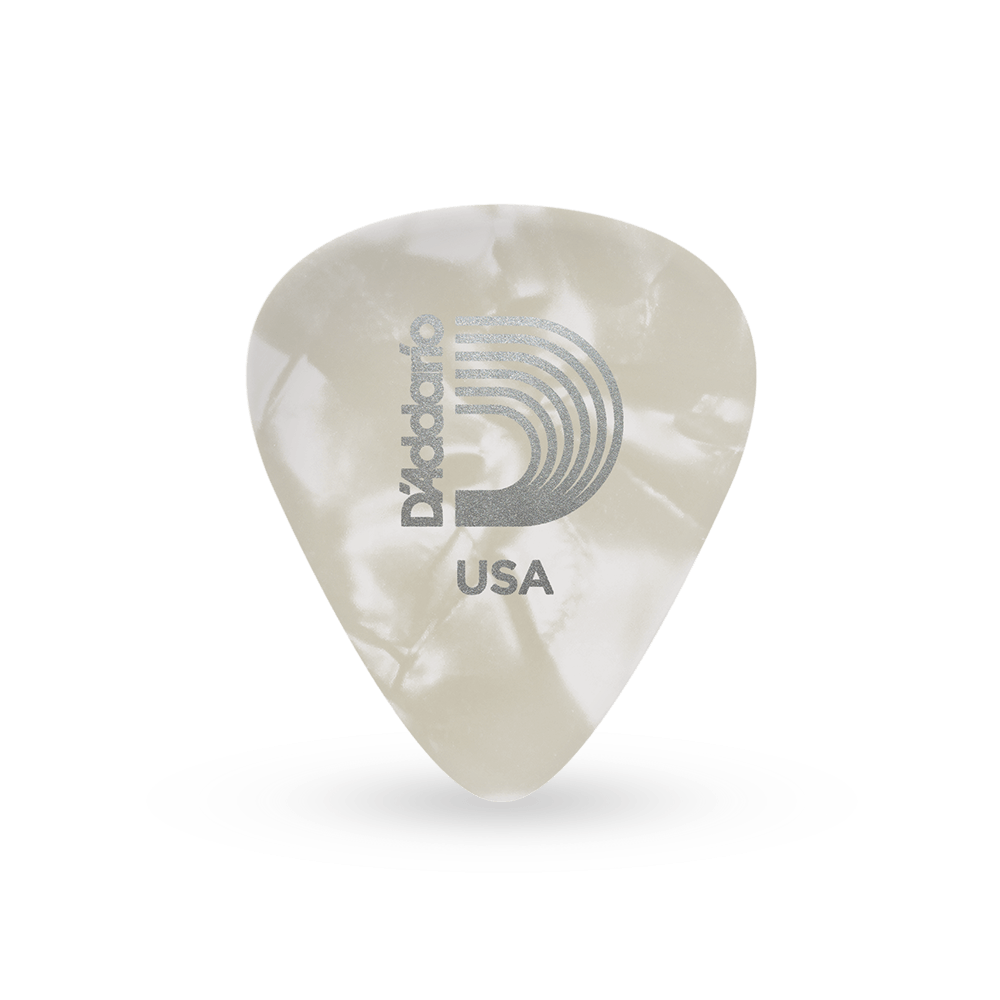 D'Addario White Pearl Celluloid Guitar Picks, 10 pack, Extra Heavy