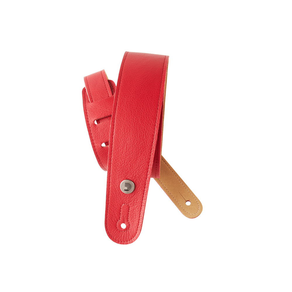 D'Addario Slim Garment Leather Guitar Strap, Red