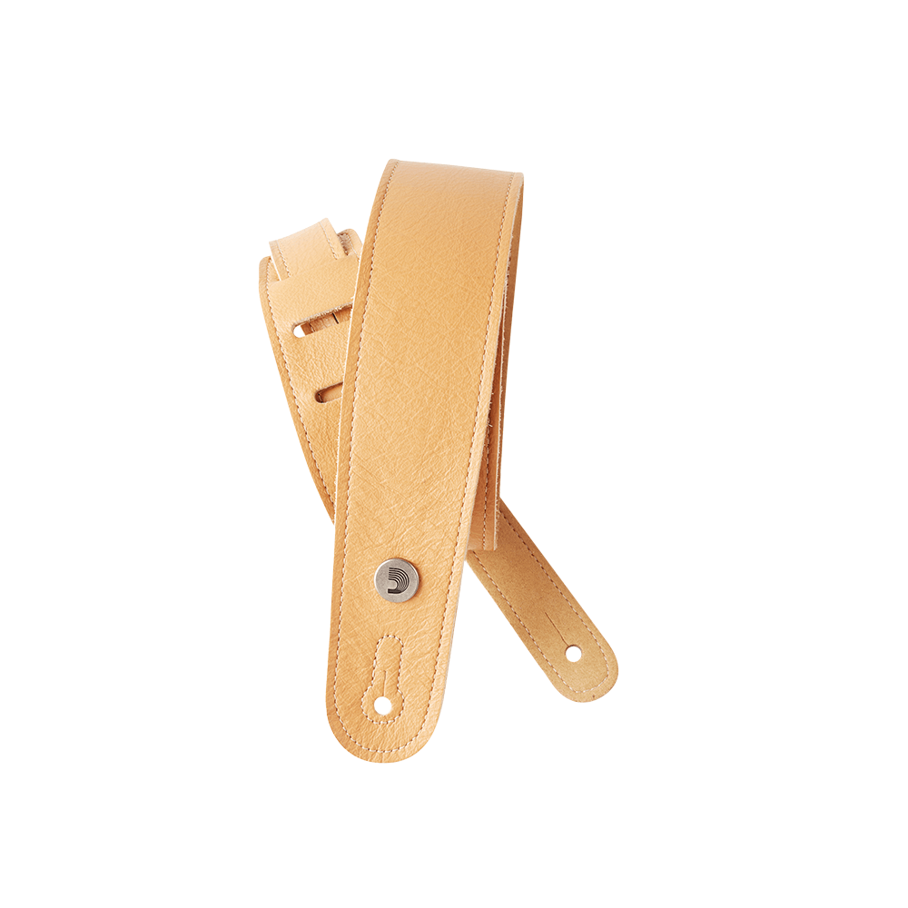 D'Addario Slim Garment Leather Guitar Strap, Yellow
