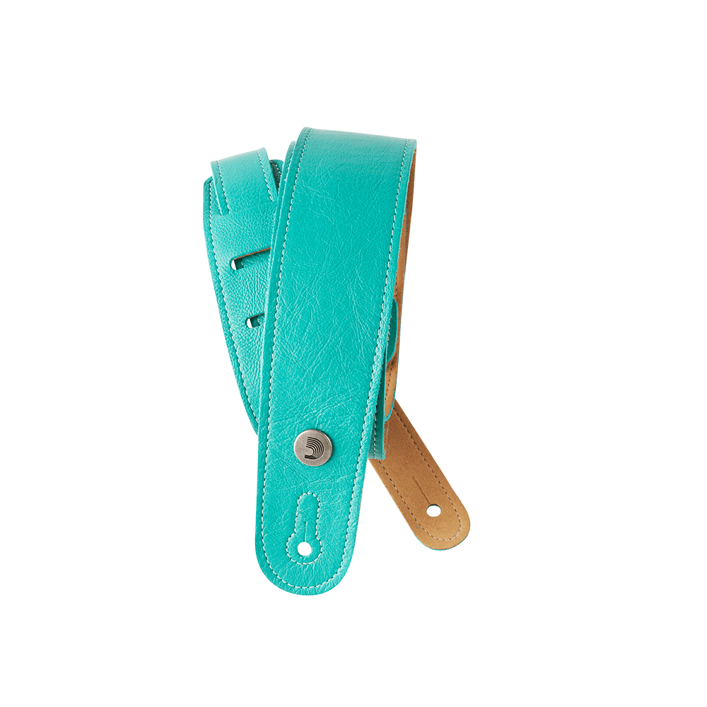 D'Addario Slim Garment Leather Guitar Strap, Teal