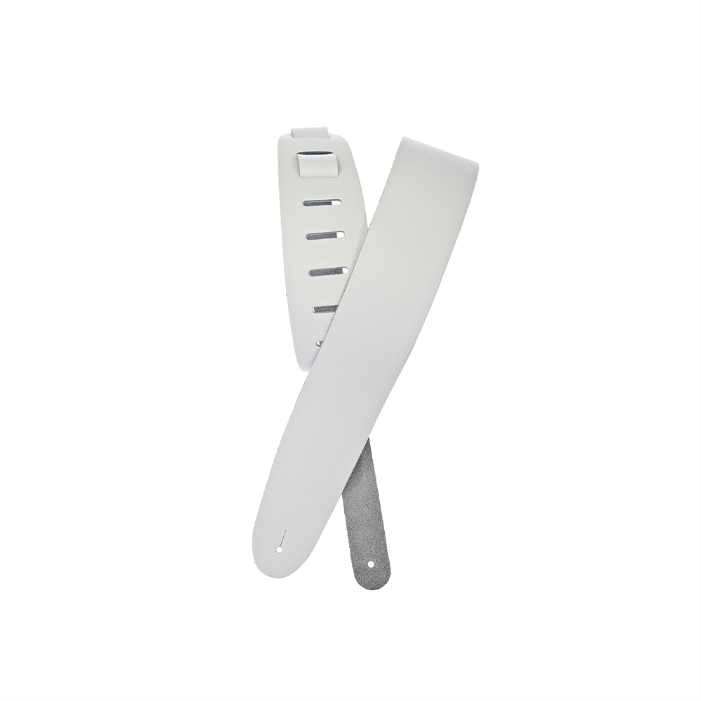 D'Addario Basic Classic Leather Guitar Strap, White