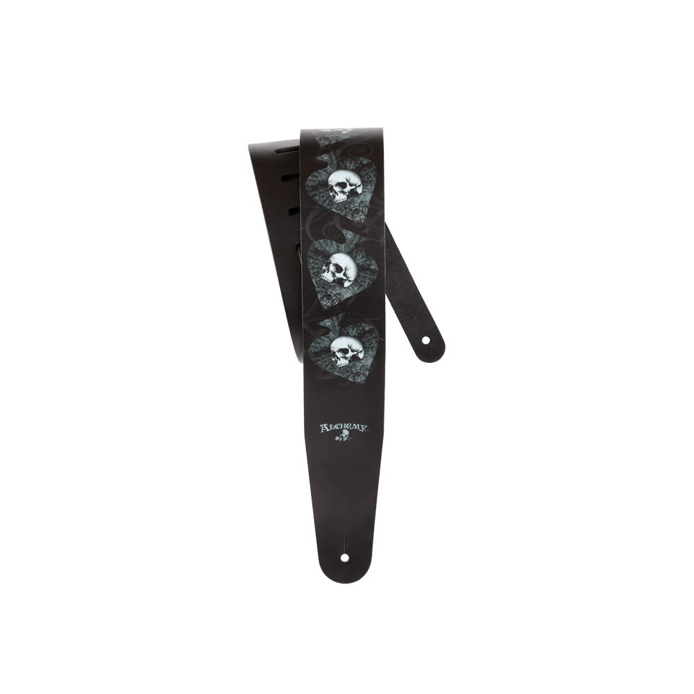 D'Addario Alchemy Leather Guitar Strap, Death Club