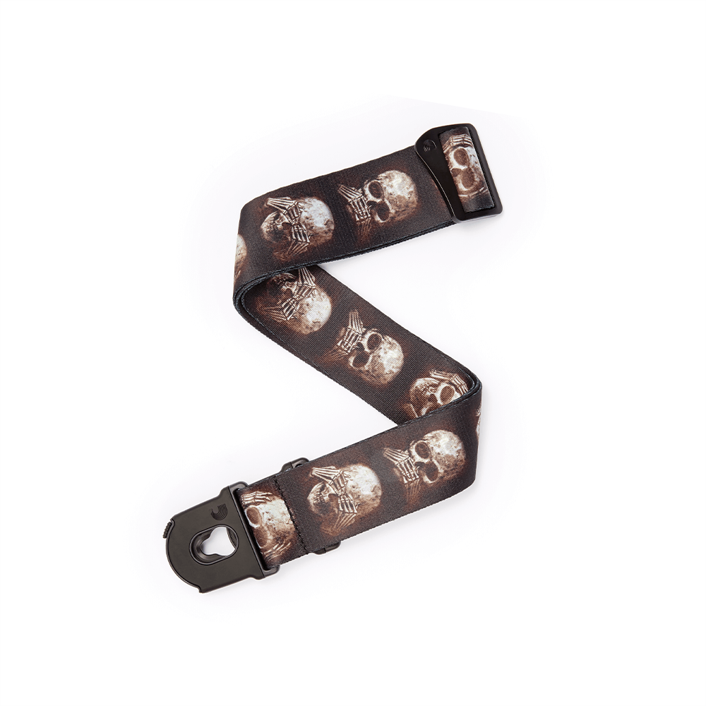 D'Addario Alchemy Planet Lock Guitar Strap, Muted Skulls