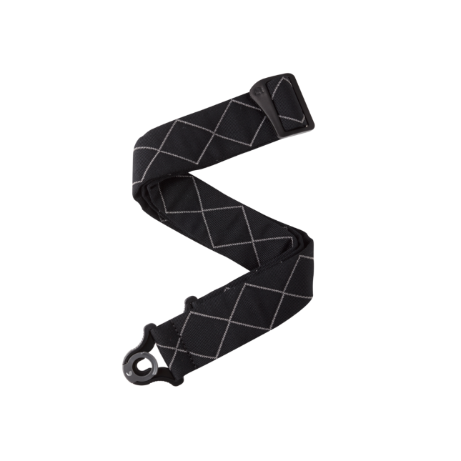 Auto Lock Locking Guitar Strap, Black Padded Diamonds
