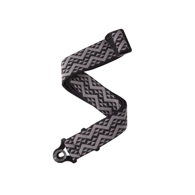 Auto Lock Locking Guitar Strap, Black Padded Geometric