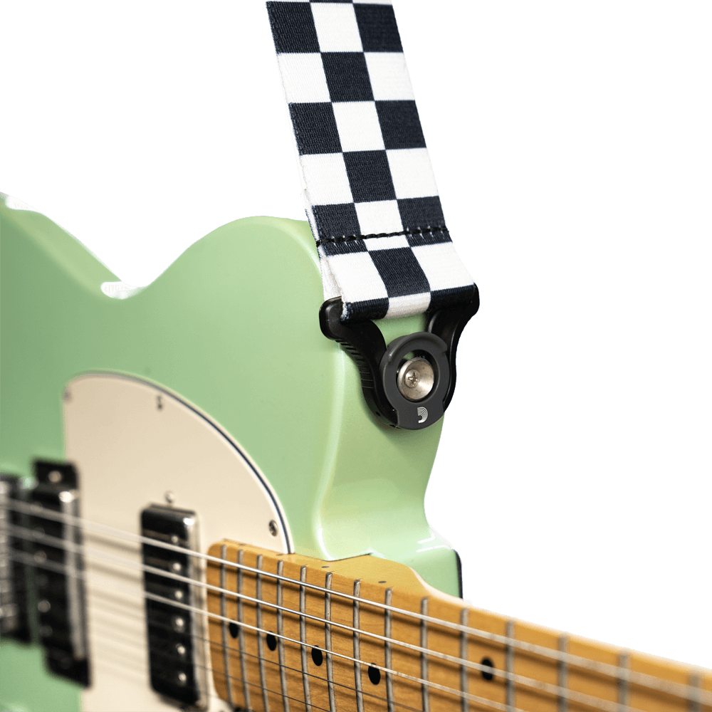 D'Addario Auto Lock Guitar Strap, Skater Checkerboard