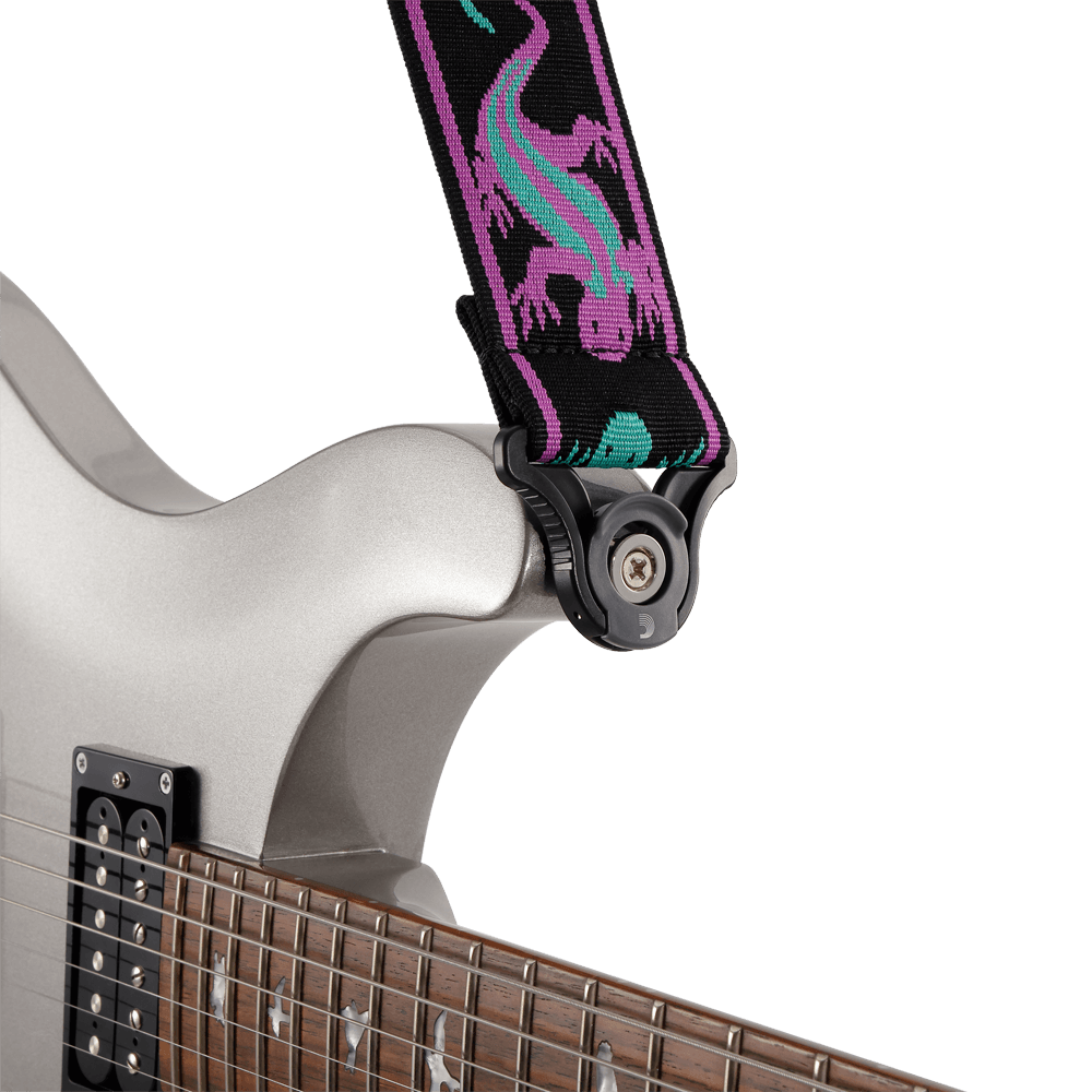D'Addario Auto Lock Vintage Planet Waves, Lizards Green/Purple