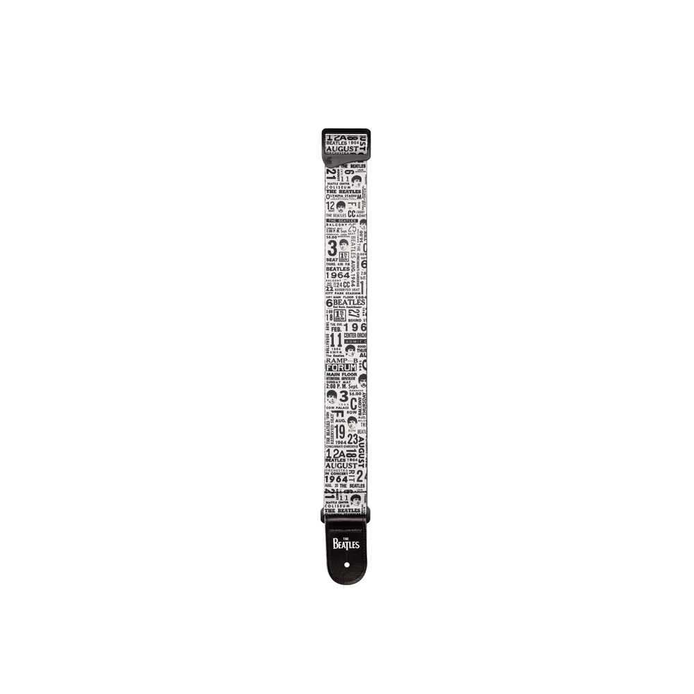 D'Addario Beatles 1964 US Tour Ticket Stubs Guitar Strap, Black and White