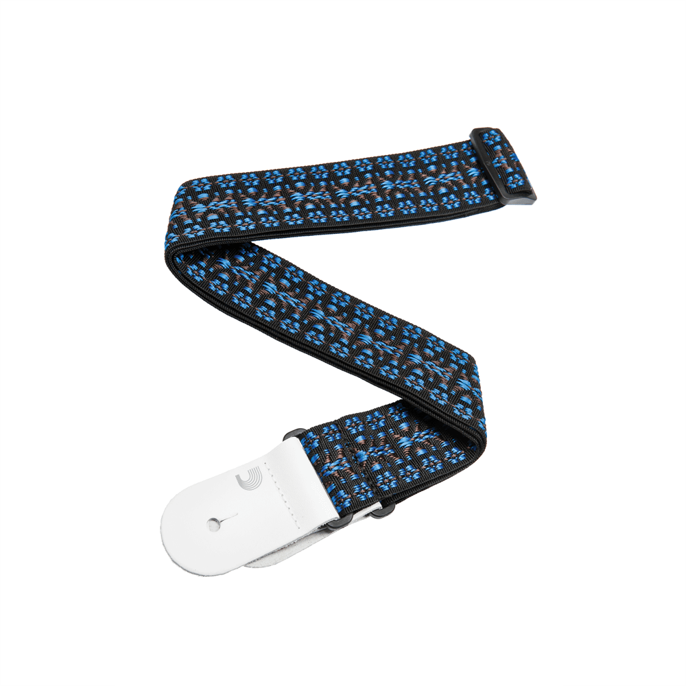 D'Addario Woven Guitar Strap, Hootenanny, Blue/Black