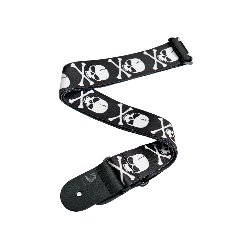 Sublimation Guitar Strap, Printed Skull and Cross Bone