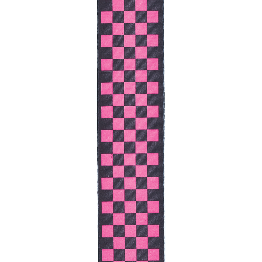 D'Addario Woven Guitar Strap, Black/Pink Checker Pattern