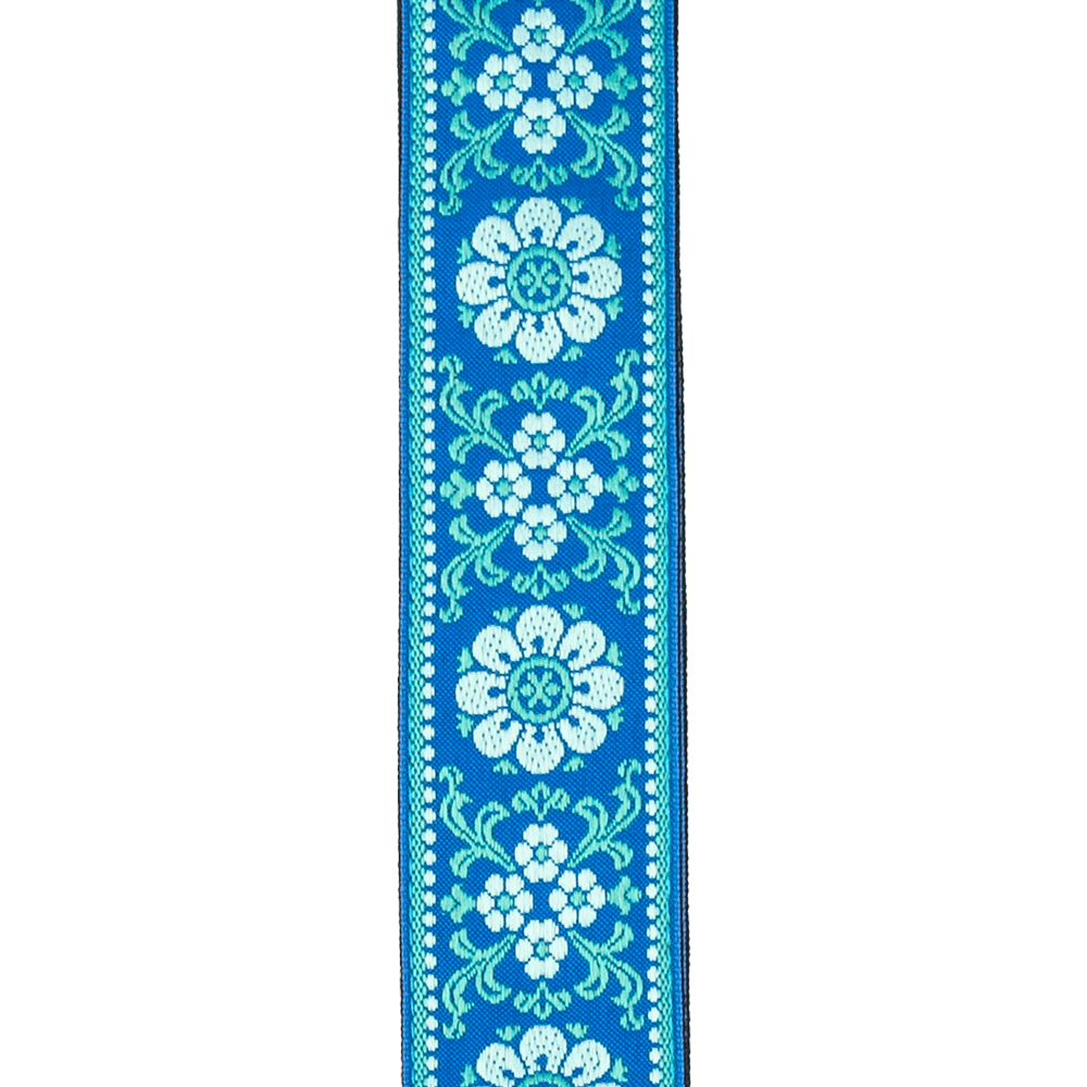 Peace Love Blue and White D'Addario Accessories Woven Guitar Strap 50PCLV04 